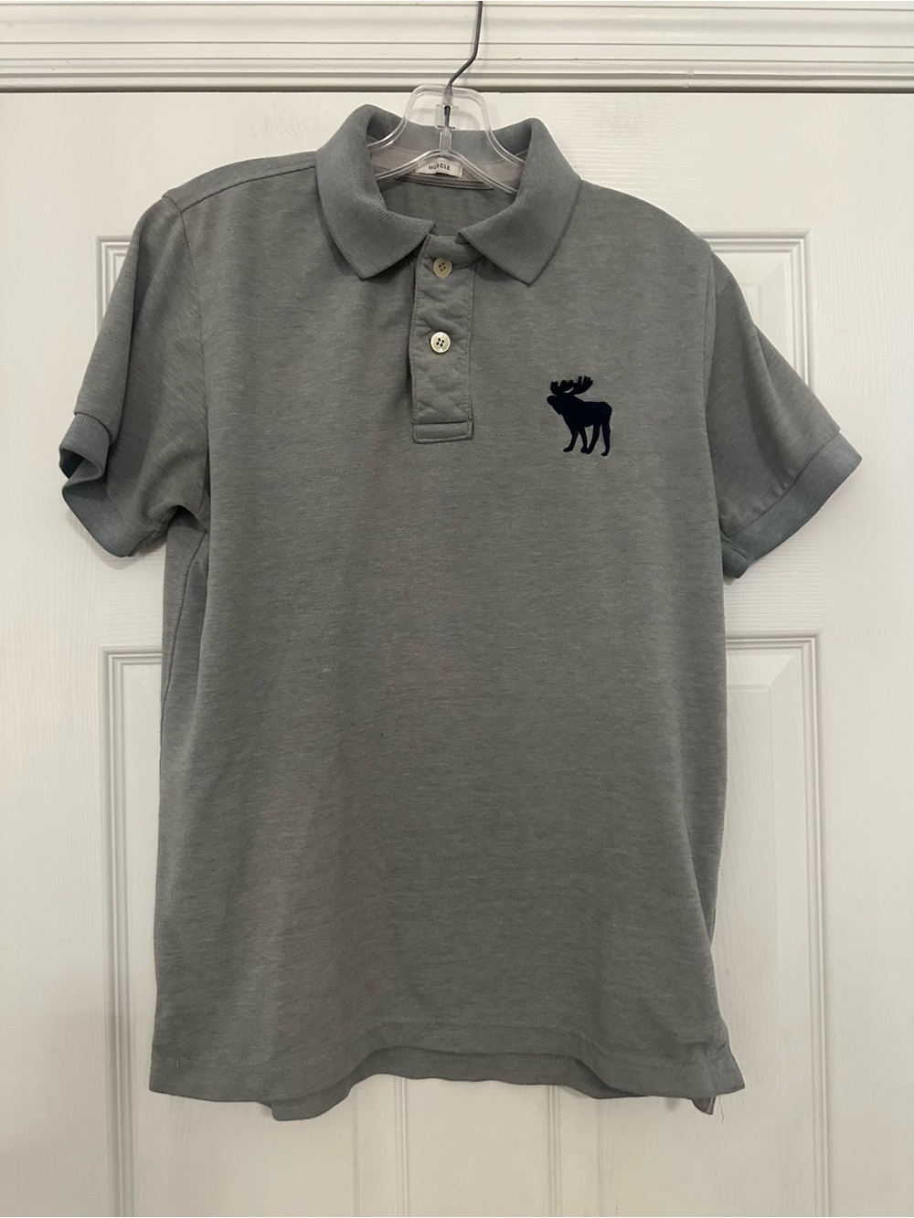 Abercrombie And Fitch Y2K Original Moose Logo Grey/Navy Muscle Polo Medium